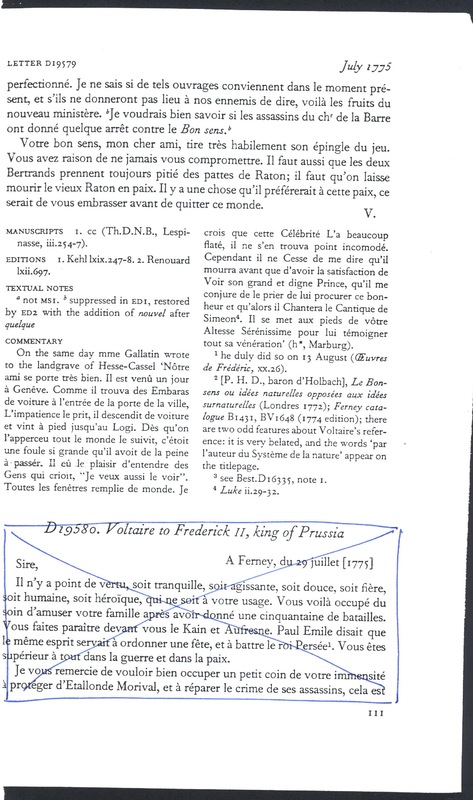 Lettre de Voltaire à D'Alembert, 29 juillet 1775 Lettre de Voltaire à D'Alembert, 29 juillet 1775