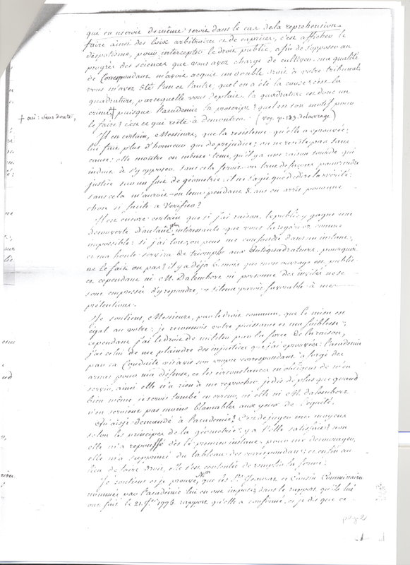 Lettre de D'Alembert à Vausenville, 20 janvier 1779 Lettre de D'Alembert à Vausenville, 20 janvier 1779