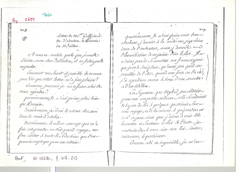 Lettre de Mme Geoffrin (Rodet) à D'Alembert, 23 juillet 1766 Lettre de Mme Geoffrin (Rodet) à D'Alembert, 23 juillet 1766