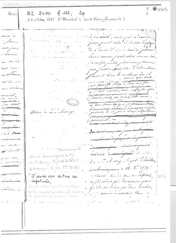 Lettre de D'Alembert à Remy, 18 octobre 1775 Lettre de D'Alembert à Remy, 18 octobre 1775