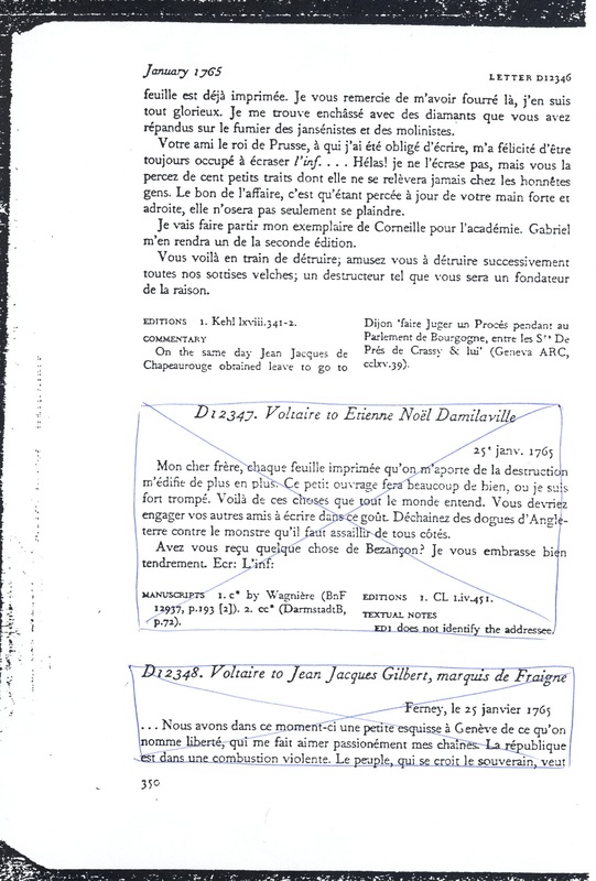 Lettre de Voltaire à D'Alembert, 25 janvier 1765 Lettre de Voltaire à D'Alembert, 25 janvier 1765