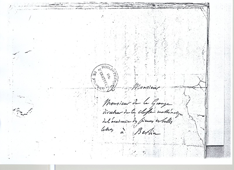 Lettre de D'Alembert à Lagrange, 21 novembre 1766 Lettre de D'Alembert à Lagrange, 21 novembre 1766