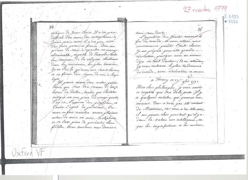 Lettre de Voltaire à D'Alembert, 27 novembre 1771 Lettre de Voltaire à D'Alembert, 27 novembre 1771