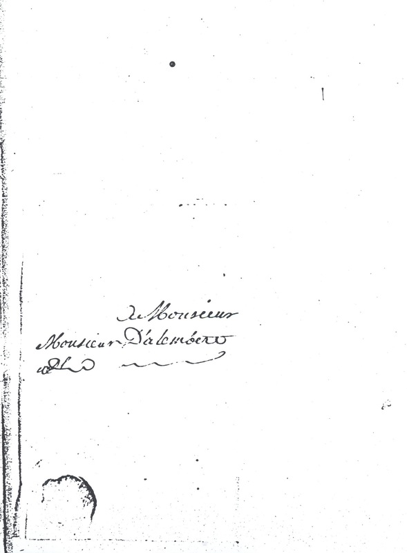 Lettre de Voltaire à D'Alembert, 30 mars 1778 Lettre de Voltaire à D'Alembert, 30 mars 1778