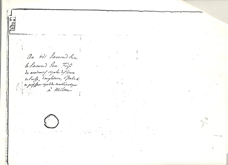 Lettre de D'Alembert à Frisi, 12 juin 1769 Lettre de D'Alembert à Frisi, 12 juin 1769