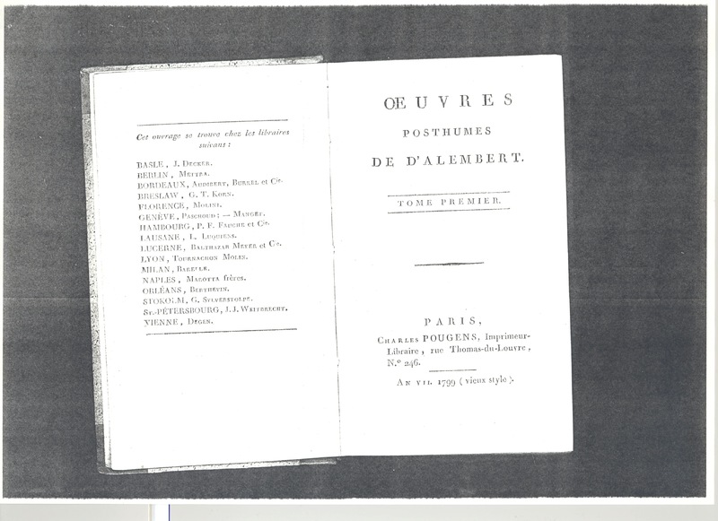 Lettre de D'Alembert à Tressan, 26 décembre 1755 Lettre de D'Alembert à Tressan, 26 décembre 1755