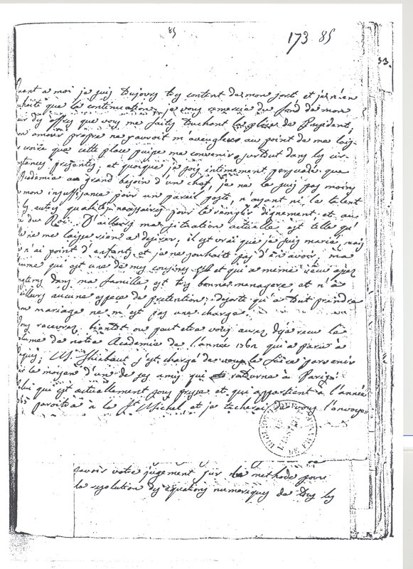 Lettre de Lagrange à D'Alembert, 15 juillet 1769 Lettre de Lagrange à D'Alembert, 15 juillet 1769