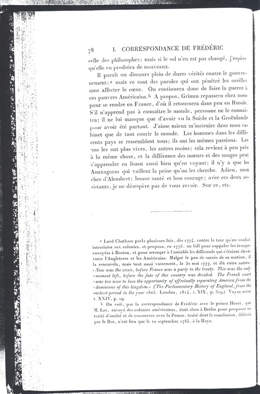 Lettre de Frédéric II à D'Alembert, 23 juin 1777 Lettre de Frédéric II à D'Alembert, 23 juin 1777