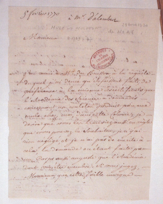 Lettre de Nort à D'Alembert, 5 février 1770 Lettre de Nort à D'Alembert, 5 février 1770
