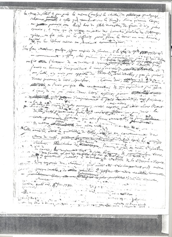 Lettre de Le Sage Georges Louis à D'Alembert, 4 juin 1780 Lettre de Le Sage Georges Louis à D'Alembert, 4 juin 1780