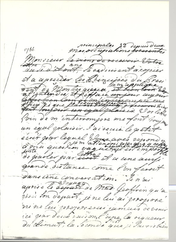 Lettre de Catherine II à D'Alembert, 31 août 1766 Lettre de Catherine II à D'Alembert, 31 août 1766