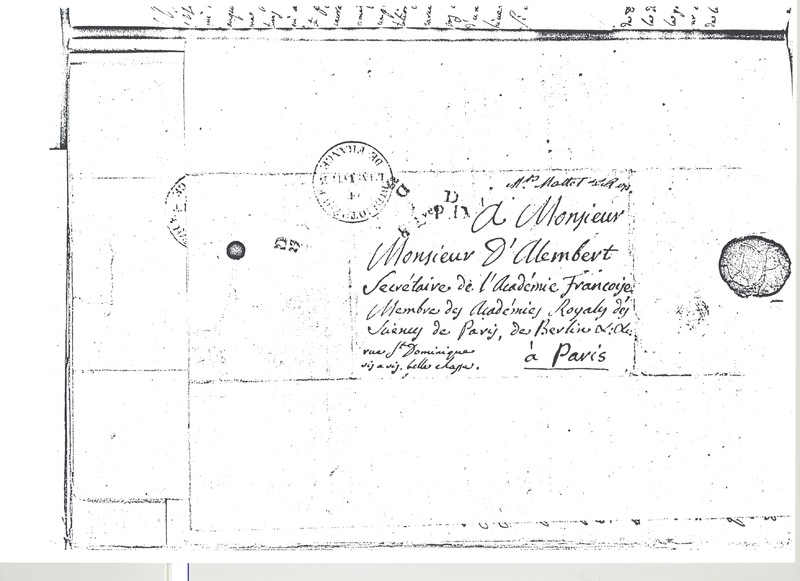 Lettre de Lagrange à D'Alembert, 2 juin 1772 Lettre de Lagrange à D'Alembert, 2 juin 1772