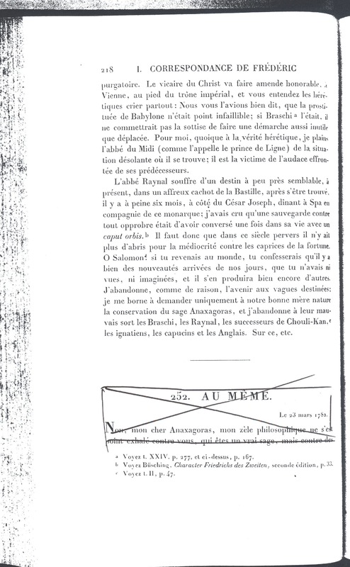 Lettre de Frédéric II à D'Alembert, 17 mars 1782 Lettre de Frédéric II à D'Alembert, 17 mars 1782