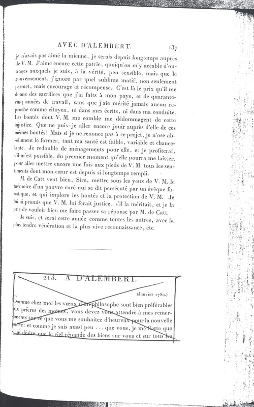 Lettre de D'Alembert à Frédéric II, 27 décembre 1779 Lettre de D'Alembert à Frédéric II, 27 décembre 1779