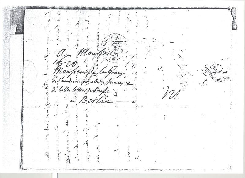 Lettre de D'Alembert à Lagrange, 6 septembre 1771