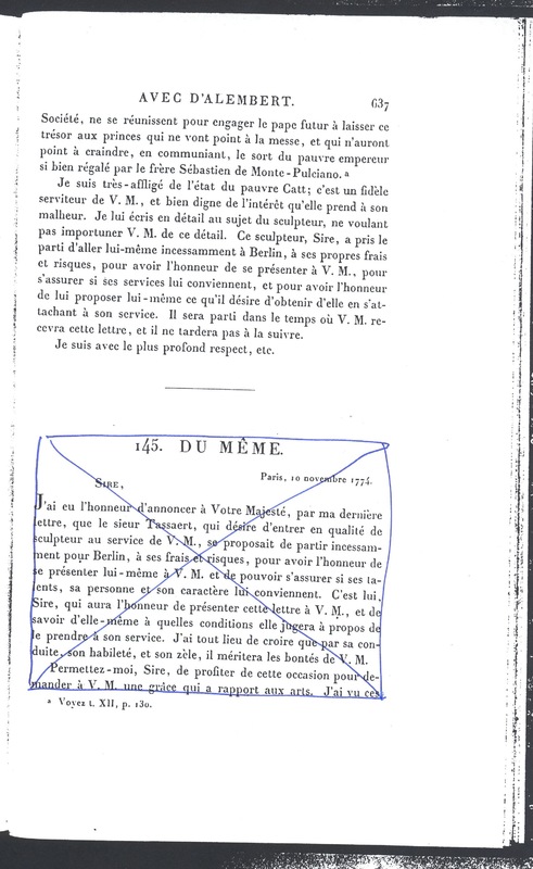 Lettre de D'Alembert à Frédéric II, 31 octobre 1774 Lettre de D'Alembert à Frédéric II, 31 octobre 1774