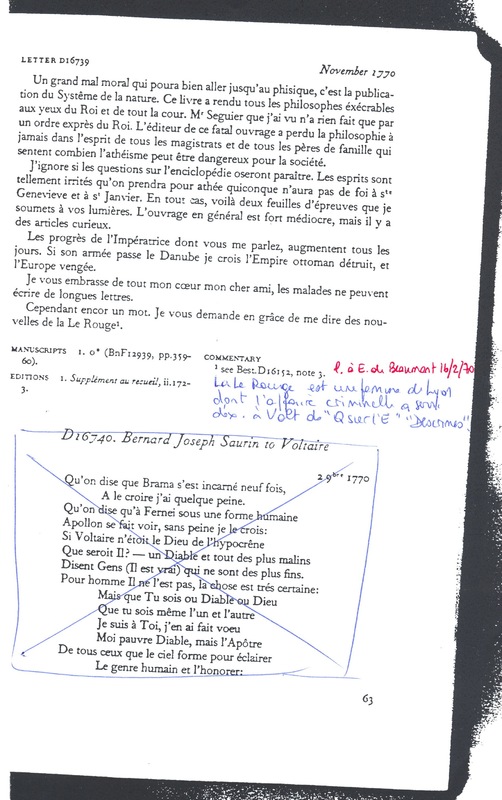 Lettre de Voltaire à D'Alembert, 2 novembre 1770 Lettre de Voltaire à D'Alembert, 2 novembre 1770