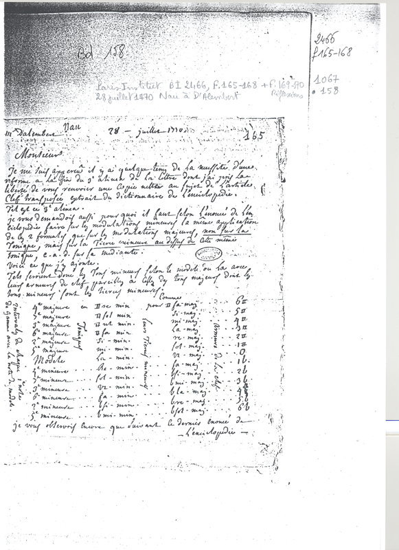 Lettre de Nau à D'Alembert, 28 juillet 1770 Lettre de Nau à D'Alembert, 28 juillet 1770