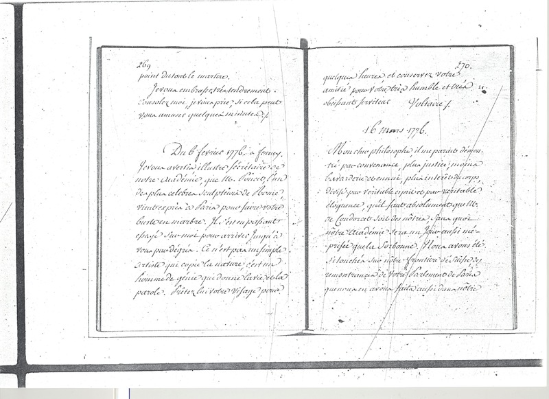 Lettre de Voltaire à D'Alembert, 8 février 1776 Lettre de Voltaire à D'Alembert, 8 février 1776