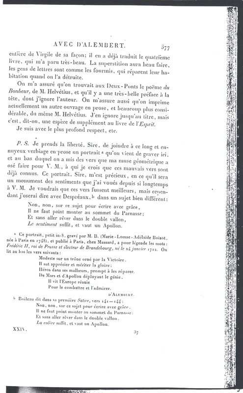 Lettre de D'Alembert à Frédéric II, 22 août 1772 Lettre de D'Alembert à Frédéric II, 22 août 1772