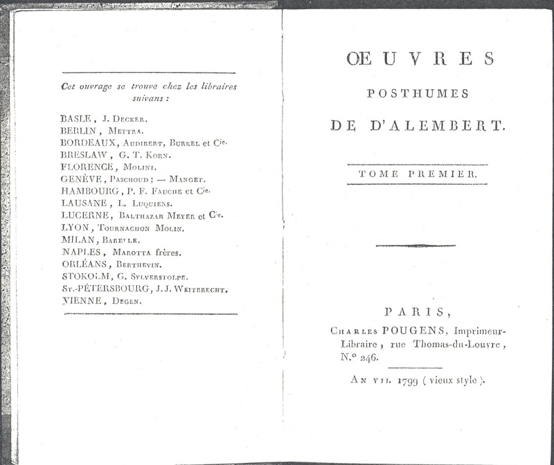 Lettre de Caracciolo à D'Alembert, 21 juillet 1781 Lettre de Caracciolo à D'Alembert, 21 juillet 1781