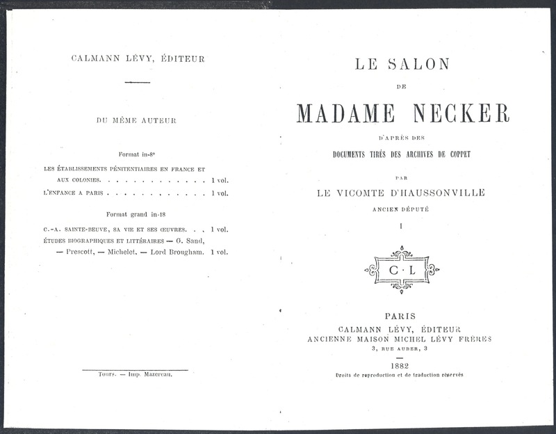 Lettre de D'Alembert à Mme Necker (Curchod), 29 mai 1776 Lettre de D'Alembert à Mme Necker (Curchod), 29 mai 1776