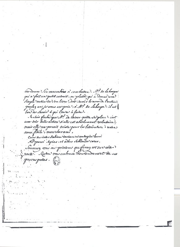 Lettre de Voltaire à D'Alembert, 8 novembre 1776