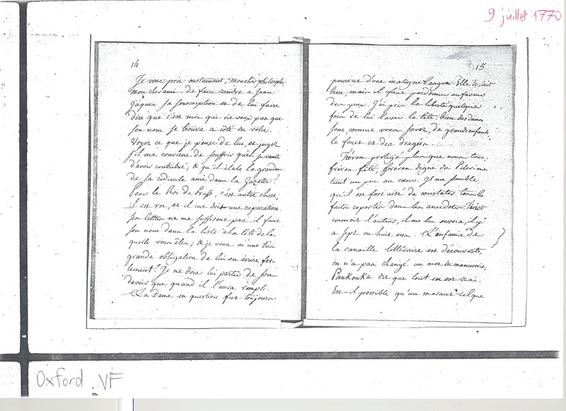 Lettre de Voltaire à D'Alembert, 9 juillet 1770 Lettre de Voltaire à D'Alembert, 9 juillet 1770