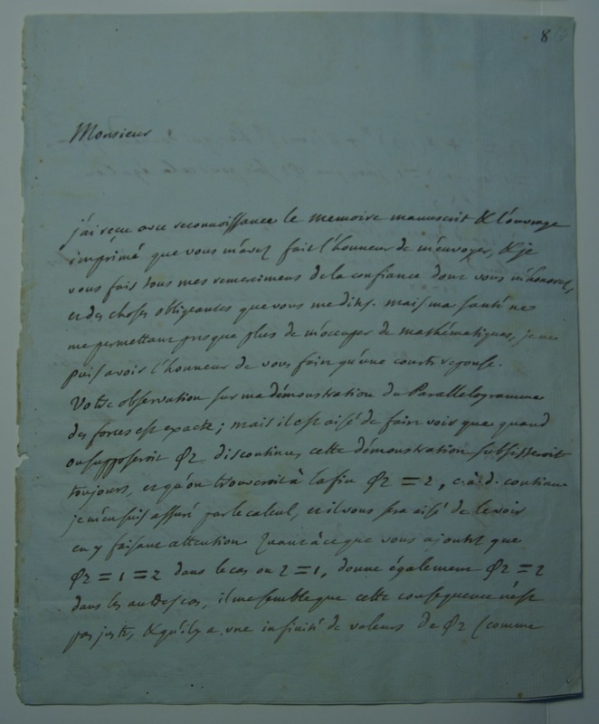 Lettre de D'Alembert à Calandrelli, 26 mars 1781 Lettre de D'Alembert à Calandrelli, 26 mars 1781