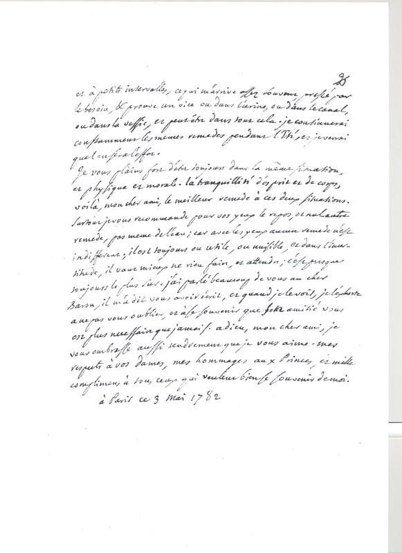 Lettre de D'Alembert à Catt, 3 mai 1782 Lettre de D'Alembert à Catt, 3 mai 1782