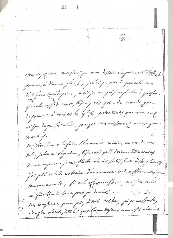 Lettre de D'Alembert à Vernes, 15 janvier 1758 Lettre de D'Alembert à Vernes, 15 janvier 1758