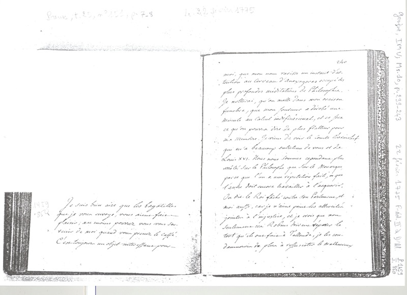 Lettre de Frédéric II à D'Alembert, 22 février 1775 Lettre de Frédéric II à D'Alembert, 22 février 1775