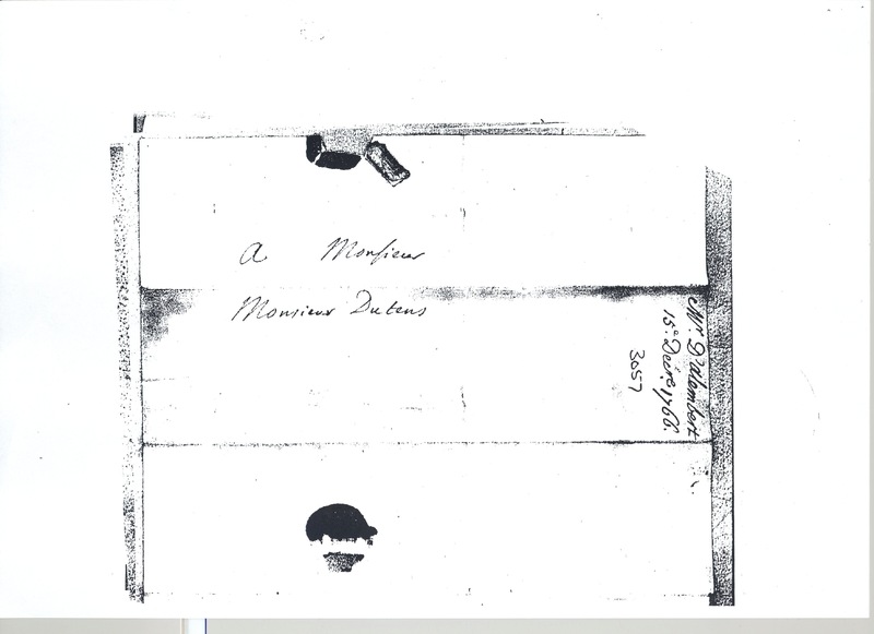 Lettre de D'Alembert à Dutens, 15 décembre 1766 Lettre de D'Alembert à Dutens, 15 décembre 1766