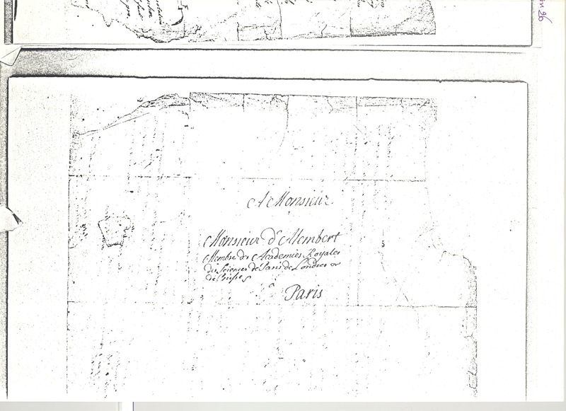 Lettre de Euler Leonhard à D'Alembert, décembre 1750 Lettre de Euler Leonhard à D'Alembert, décembre 1750
