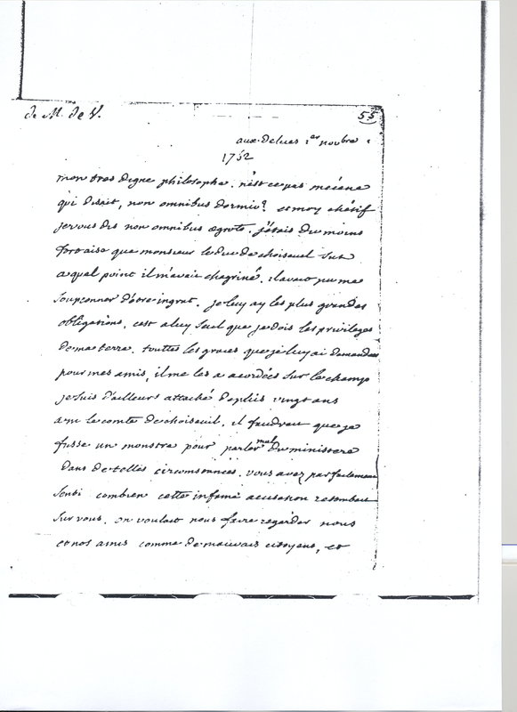 Lettre de Voltaire à D'Alembert, 1er novembre 1762 Lettre de Voltaire à D'Alembert, 1er novembre 1762