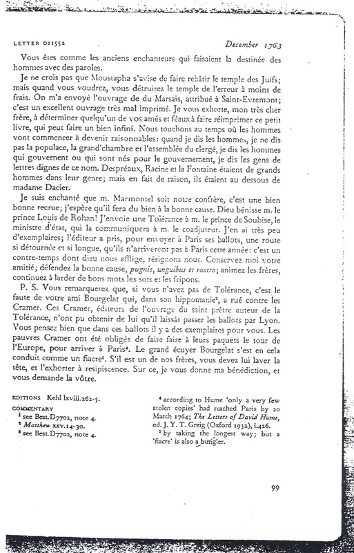 Lettre de Voltaire à D'Alembert, 13 décembre 1763 Lettre de Voltaire à D'Alembert, 13 décembre 1763