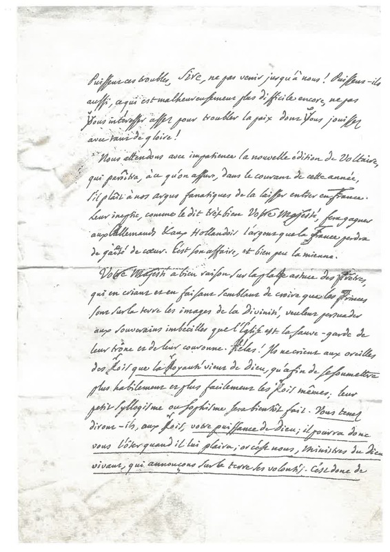 Lettre de D'Alembert à Frédéric II, 16 février 1783 Lettre de D'Alembert à Frédéric II, 16 février 1783