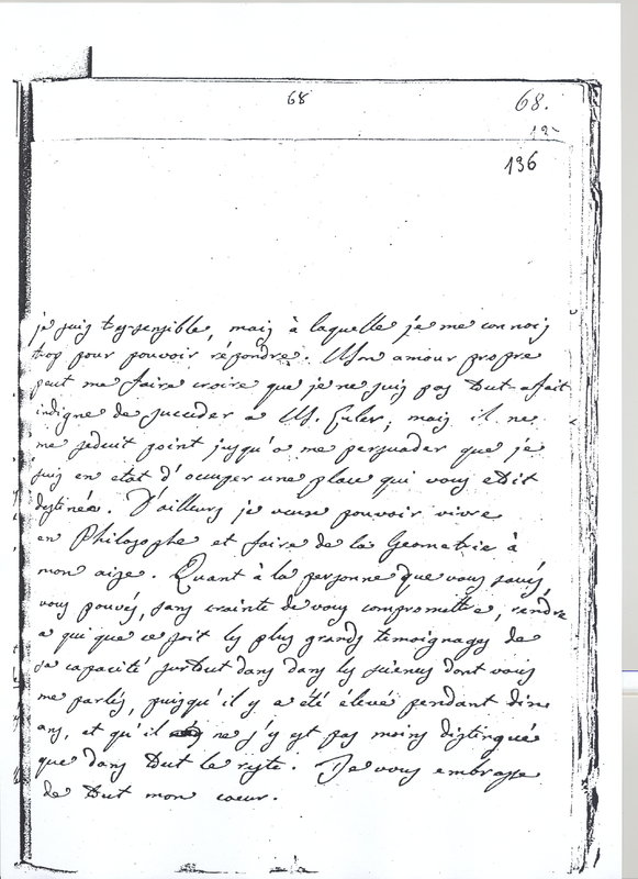 Lettre de Lagrange à D'Alembert, 4 juin 1766 Lettre de Lagrange à D'Alembert, 4 juin 1766