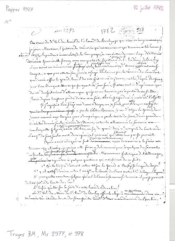 Lettre de Grosley à D'Alembert, 10 juillet 1782 Lettre de Grosley à D'Alembert, 10 juillet 1782