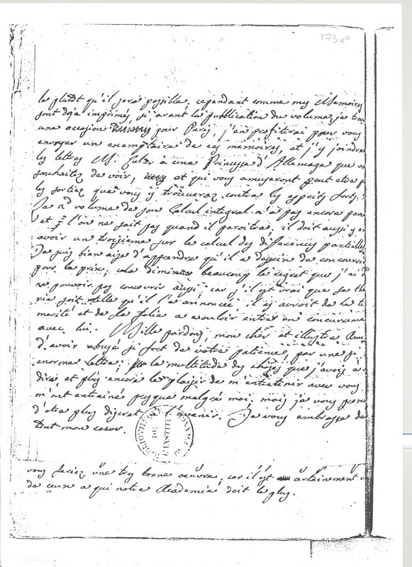 Lettre de Lagrange à D'Alembert, 15 juillet 1769 Lettre de Lagrange à D'Alembert, 15 juillet 1769