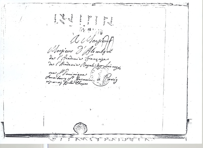 Lettre de Lagrange à D'Alembert, 10 mai 1766 Lettre de Lagrange à D'Alembert, 10 mai 1766