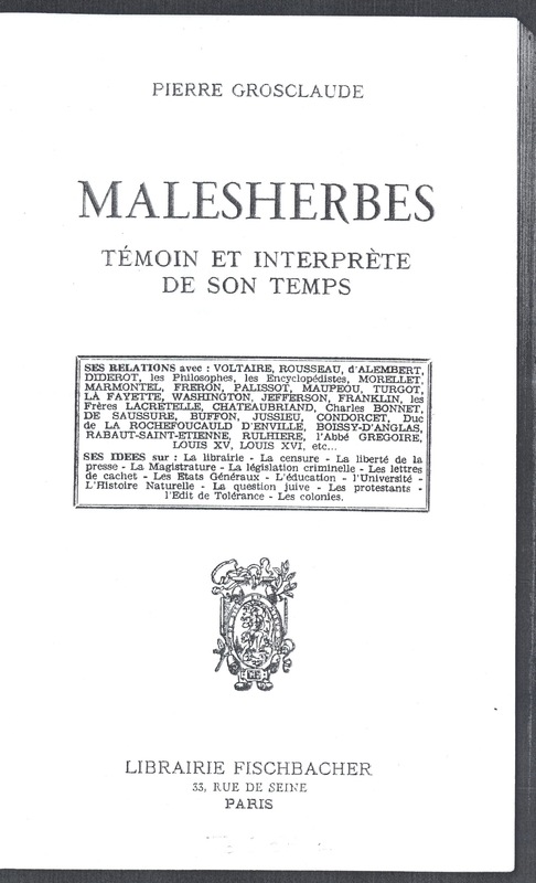 Lettre de Malesherbes à D'Alembert, août 1779 Lettre de Malesherbes à D'Alembert, août 1779