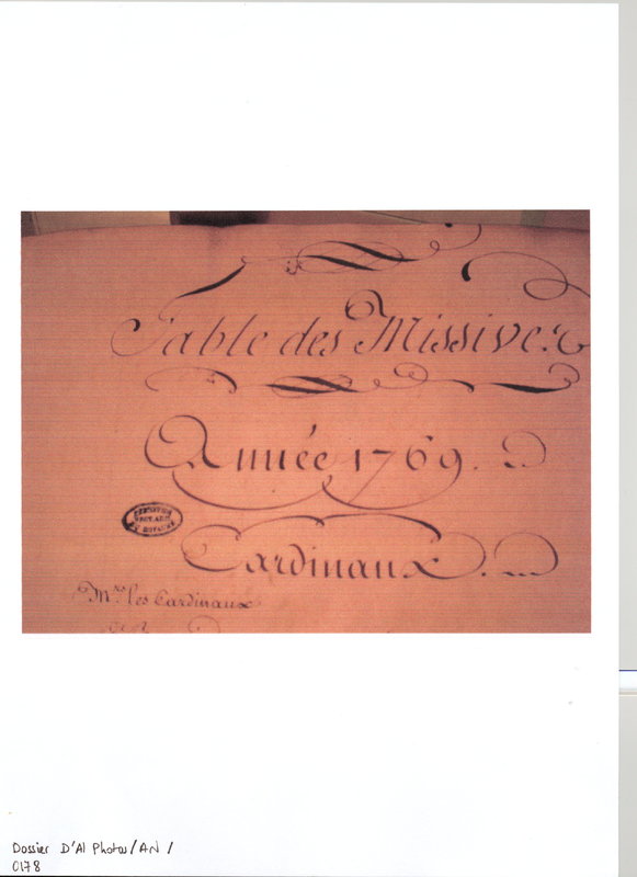 Lettre de Saint Florentin à D'Alembert, 16 février 1769 Lettre de Saint Florentin à D'Alembert, 16 février 1769
