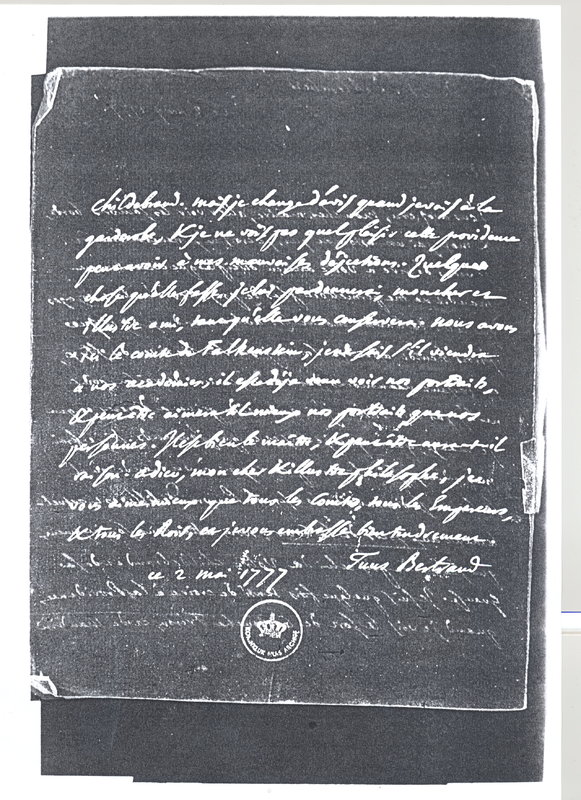 Lettre de D'Alembert à Voltaire, 2 mai 1777 Lettre de D'Alembert à Voltaire, 2 mai 1777