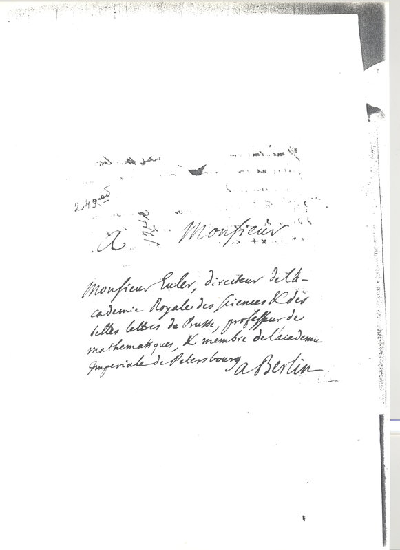 Lettre de D'Alembert à Euler Leonhard, 26 mai 1747 Lettre de D'Alembert à Euler Leonhard, 26 mai 1747