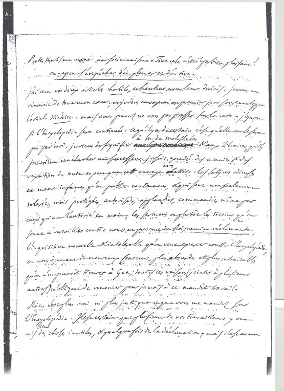 Lettre de D'Alembert à Voltaire, 11 janvier 1758 Lettre de D'Alembert à Voltaire, 11 janvier 1758