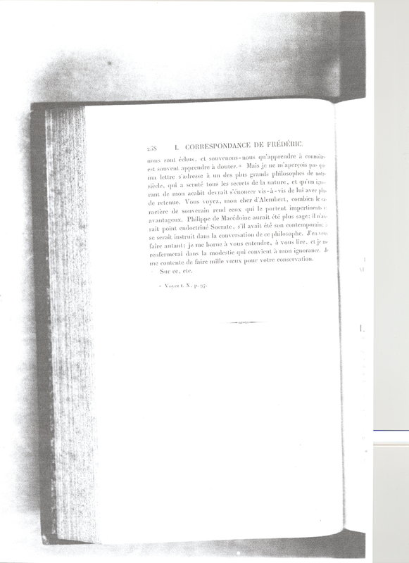 Lettre de Frédéric II à D'Alembert, 30 septembre 1783 Lettre de Frédéric II à D'Alembert, 30 septembre 1783