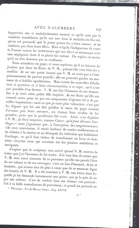 Lettre de D'Alembert à Frédéric II, 15 décembre 1774 Lettre de D'Alembert à Frédéric II, 15 décembre 1774