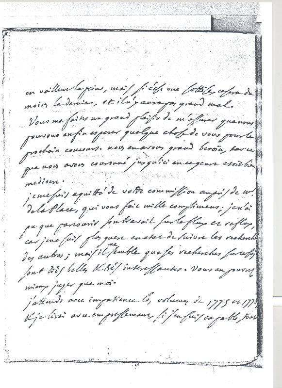 Lettre de D'Alembert à Lagrange, 30 avril 1779 Lettre de D'Alembert à Lagrange, 30 avril 1779