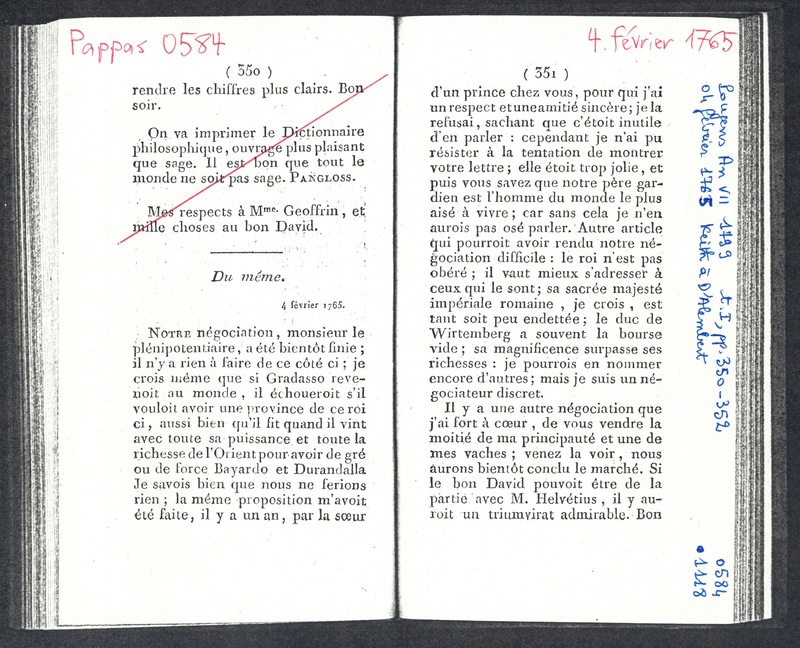 Lettre de Keith à D'Alembert, 4 février 1765 Lettre de Keith à D'Alembert, 4 février 1765